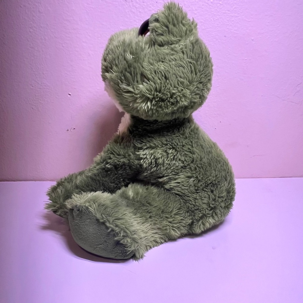 Aurora Small Frog Plush Green Cream Shaggy Weighted Stuffed Animal 222384
